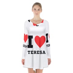 I Love Teresa Long Sleeve Velvet V-neck Dress by ilovewhateva