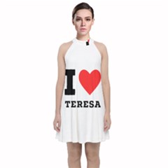 I Love Teresa Velvet Halter Neckline Dress  by ilovewhateva