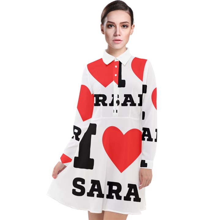 I love sara Long Sleeve Chiffon Shirt Dress