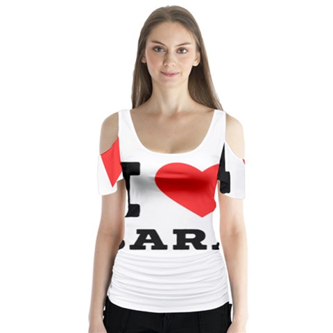 I Love Sara Butterfly Sleeve Cutout Tee  by ilovewhateva