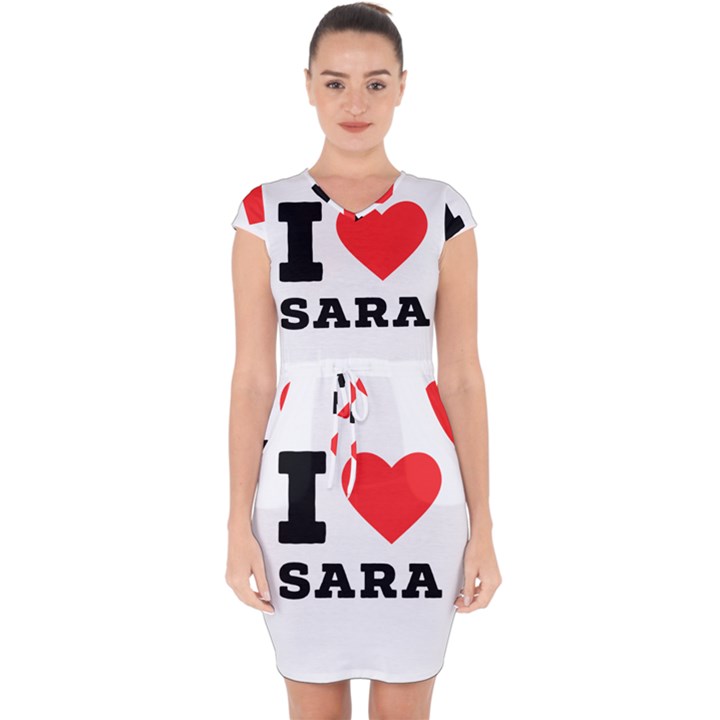 I love sara Capsleeve Drawstring Dress 