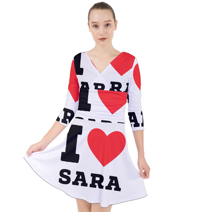 I love sara Quarter Sleeve Front Wrap Dress