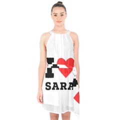 I Love Sara Halter Collar Waist Tie Chiffon Dress by ilovewhateva