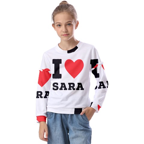 I Love Sara Kids  Long Sleeve Tee With Frill  by ilovewhateva