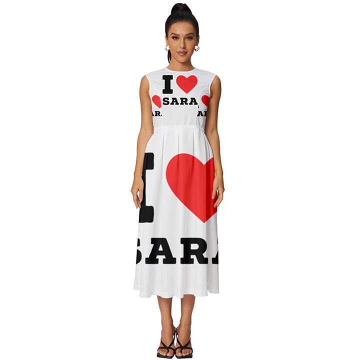 I love sara Sleeveless Round Neck Midi Dress