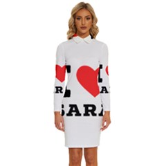 I Love Sara Long Sleeve Shirt Collar Bodycon Dress by ilovewhateva