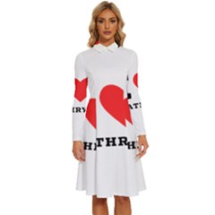 I love kathryn Long Sleeve Shirt Collar A-Line Dress