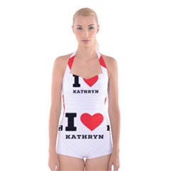 I Love Kathryn Boyleg Halter Swimsuit  by ilovewhateva