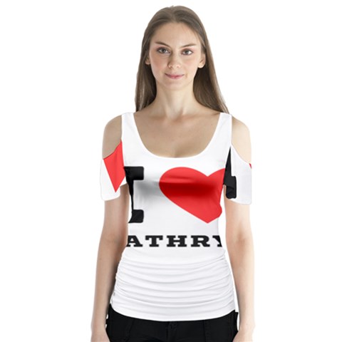 I Love Kathryn Butterfly Sleeve Cutout Tee  by ilovewhateva