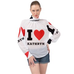 I Love Kathryn High Neck Long Sleeve Chiffon Top by ilovewhateva