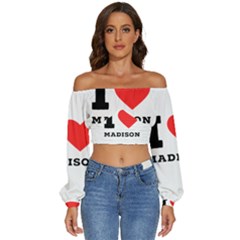 I Love Madison  Long Sleeve Crinkled Weave Crop Top by ilovewhateva