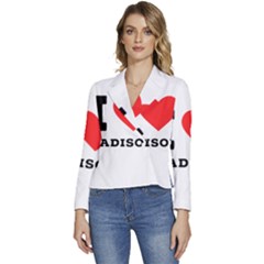 I Love Madison  Women s Long Sleeve Revers Collar Cropped Jacket