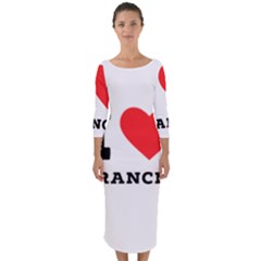 I Love Frances  Quarter Sleeve Midi Bodycon Dress by ilovewhateva