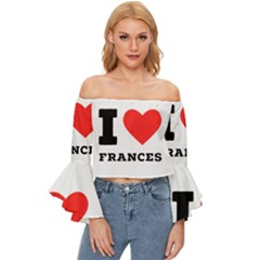 I Love Frances  Off Shoulder Flutter Bell Sleeve Top