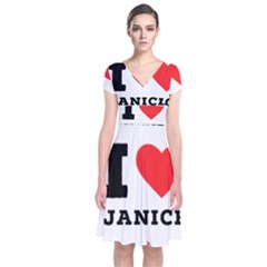 I Love Janice Short Sleeve Front Wrap Dress by ilovewhateva