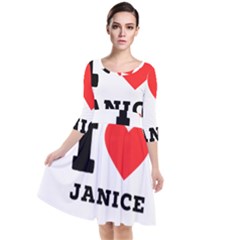 I Love Janice Quarter Sleeve Waist Band Dress by ilovewhateva