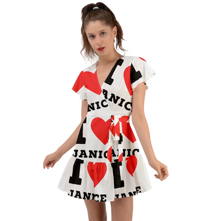 I love janice Flutter Sleeve Wrap Dress