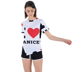 I Love Janice Asymmetrical Short Sleeve Sports Tee by ilovewhateva