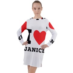 I Love Janice Long Sleeve Hoodie Dress