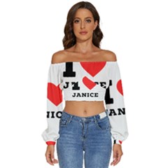 I Love Janice Long Sleeve Crinkled Weave Crop Top by ilovewhateva