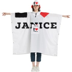 I Love Janice Women s Hooded Rain Ponchos