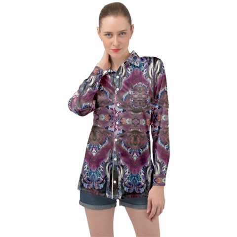 Blend Iv Long Sleeve Satin Shirt by kaleidomarblingart