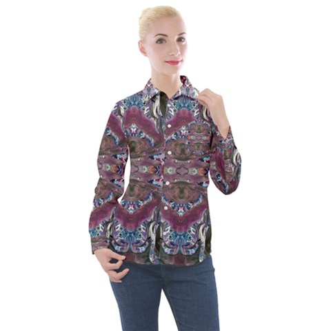 Blend Iv Women s Long Sleeve Pocket Shirt by kaleidomarblingart