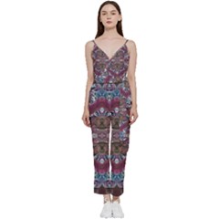 Blend Iv V-neck Spaghetti Strap Tie Front Jumpsuit by kaleidomarblingart