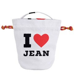 I Love Jean Drawstring Bucket Bag by ilovewhateva