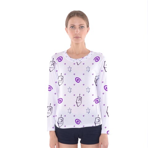 Background Hexagram Spiral Women s Long Sleeve Tee by Semog4