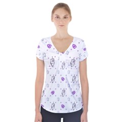 Background Hexagram Spiral Short Sleeve Front Detail Top by Semog4