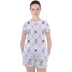 Background Hexagram Spiral Women s Tee And Shorts Set