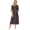 Pattern Floral Texture Icons Bow Sleeve Chiffon Midi Dress View1