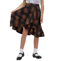 Pattern Floral Texture Icons Kids  Ruffle Flared Wrap Midi Skirt by Semog4