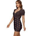 Pattern Floral Texture Icons Low Cut Cap Sleeve Mini Dress View2