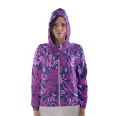 Background Pattern Flower Texture Women s Hooded Windbreaker