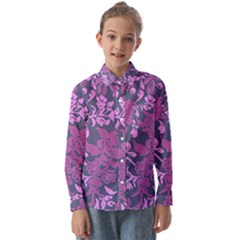 Background Pattern Flower Texture Kids  Long Sleeve Shirt