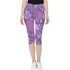 Background Pattern Flower Texture Inside Out Lightweight Velour Capri Leggings  by Semog4