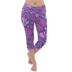 Background Pattern Flower Texture Lightweight Velour Capri Yoga Leggings by Semog4