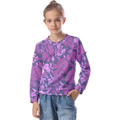 Background Pattern Flower Texture Kids  Long Sleeve Tee With Frill 