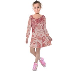 Tribal Background Pattern Texture Design Kids  Long Sleeve Velvet Dress