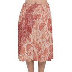 Tribal Background Pattern Texture Design Velvet Flared Midi Skirt