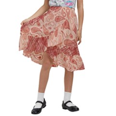 Tribal Background Pattern Texture Design Kids  Ruffle Flared Wrap Midi Skirt