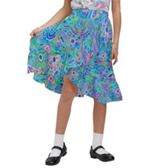 Tribal Pattern Pattern Kids  Ruffle Flared Wrap Midi Skirt by Semog4