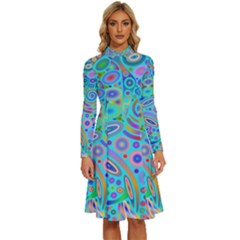 Tribal Pattern Pattern Long Sleeve Shirt Collar A-line Dress