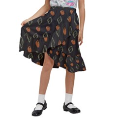 Pattern Decorative Elements Silver Kids  Ruffle Flared Wrap Midi Skirt