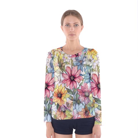 Flower Nature Floral Spring Women s Long Sleeve Tee by Semog4