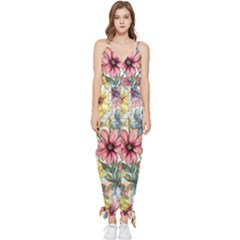 Flower Nature Floral Spring Sleeveless Tie Ankle Chiffon Jumpsuit by Semog4