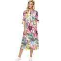 Flower Nature Floral Spring Bow Sleeve Chiffon Midi Dress View1