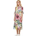 Flower Nature Floral Spring Bow Sleeve Chiffon Midi Dress View2